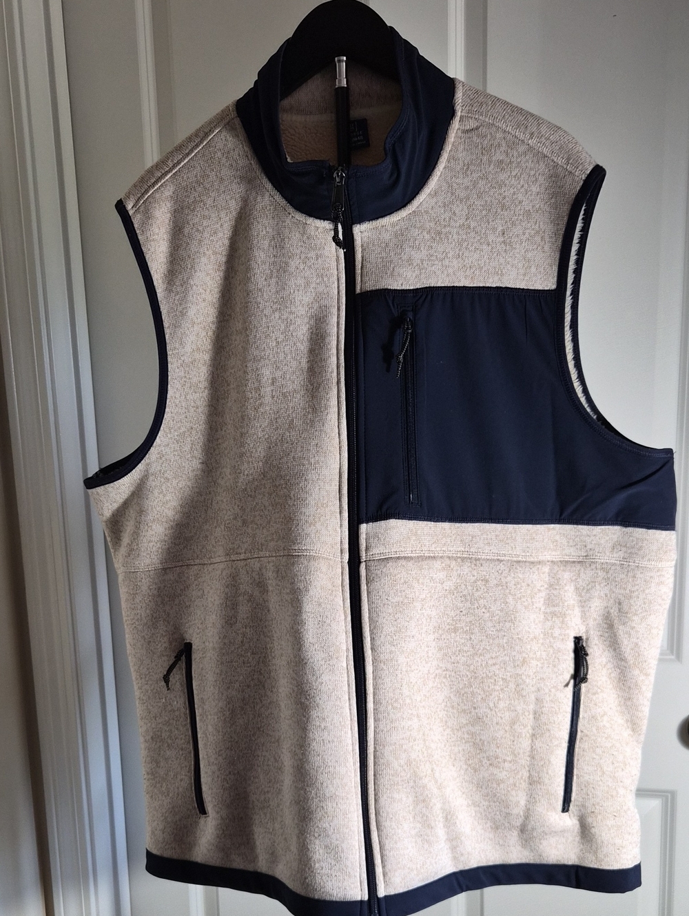 George Two-Tone Cream and Navy Zip-Up Men's Vest